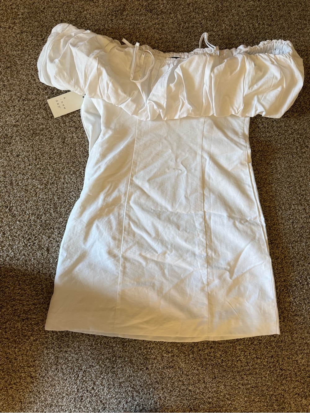 Off-Shoulder White Ruffle Women’s Mini Dress